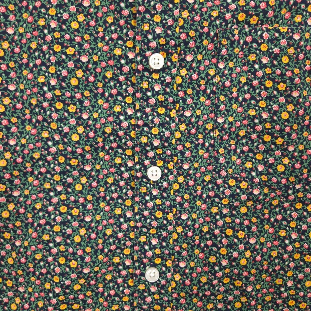 J Crew Flex Washed Shirt Mens S Floral Print Classic Fit Short Sleeve Stretch